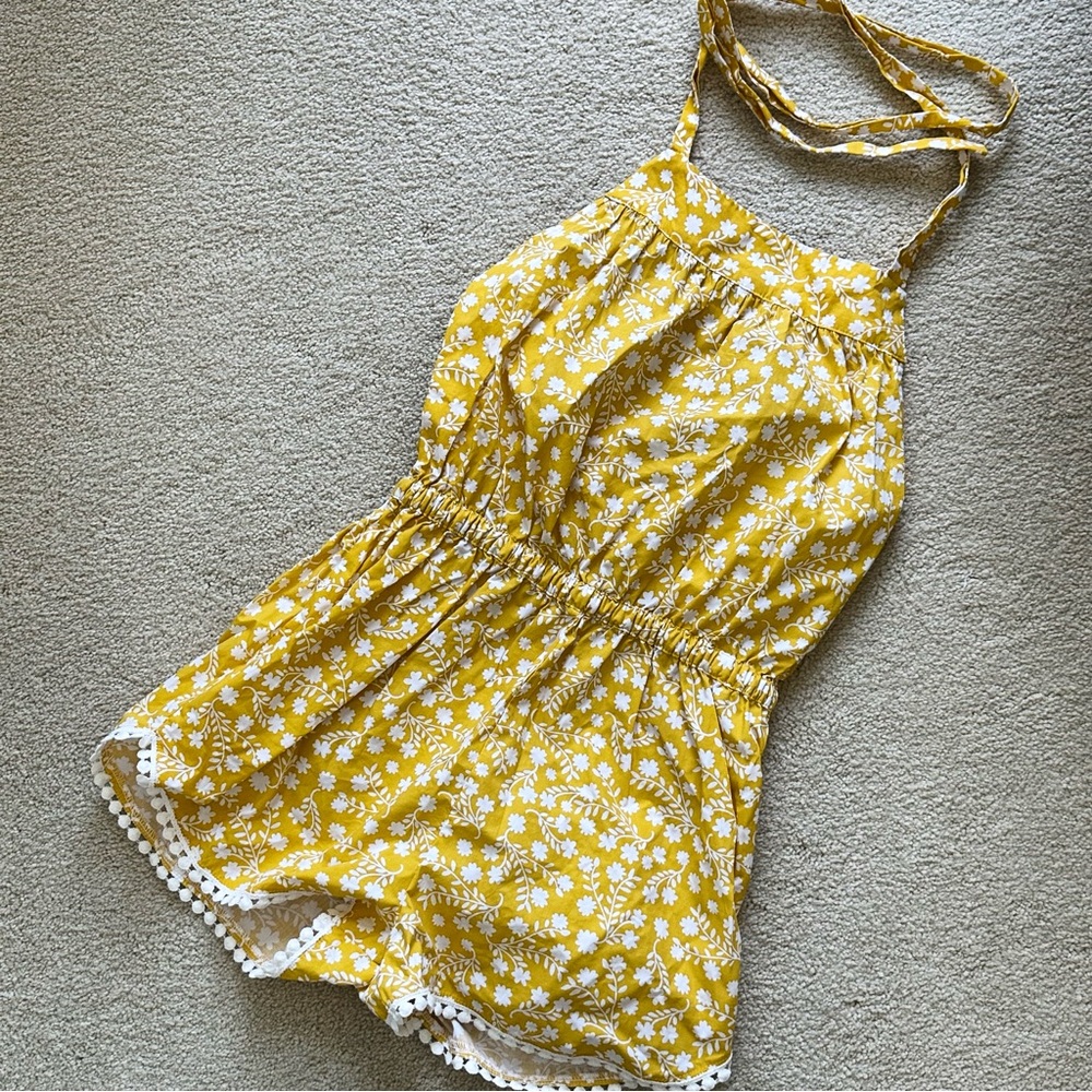 Matilda Jane Yellow and White Floral Halter Romper
